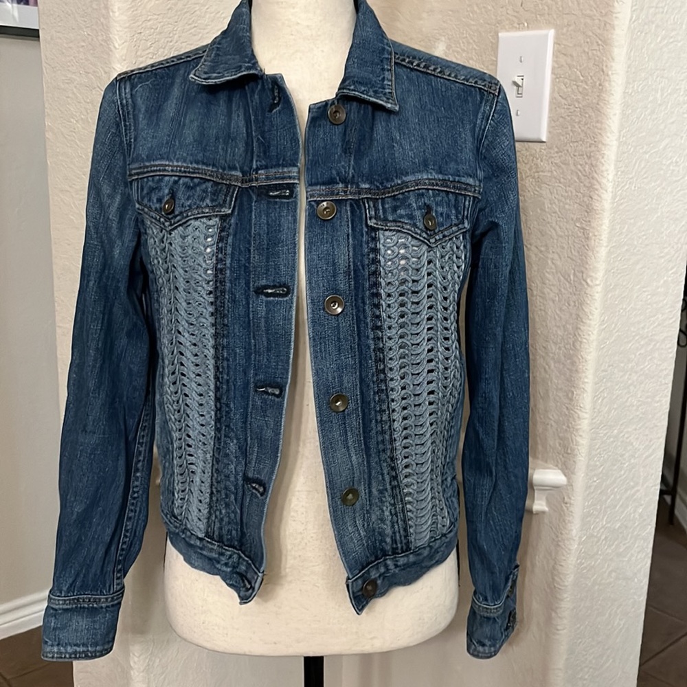 Rag & bone blue denim with crochet jean jacket - Picture 3 of 17